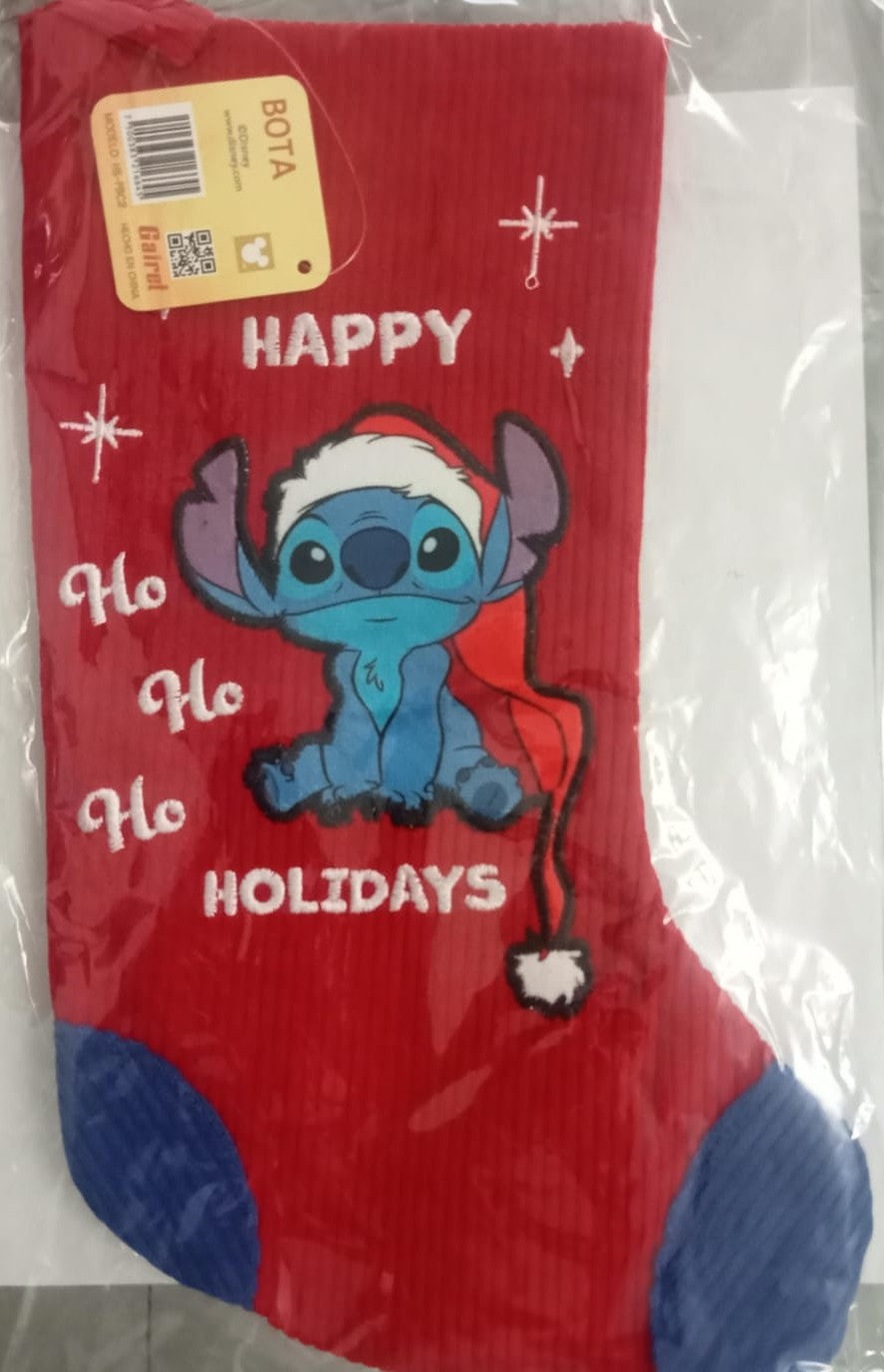 Bota navideña color rojo Stitch original