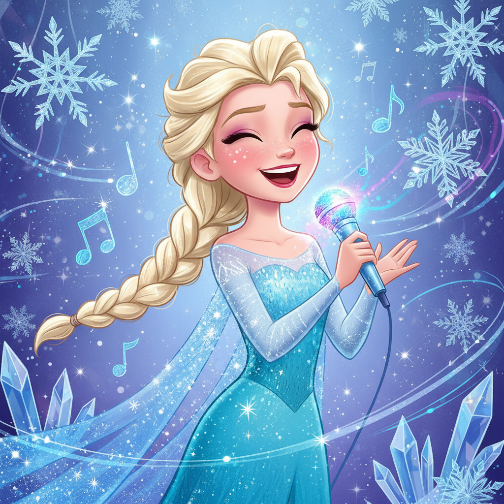 Banner Micrófono Luz Elsa - Frozen