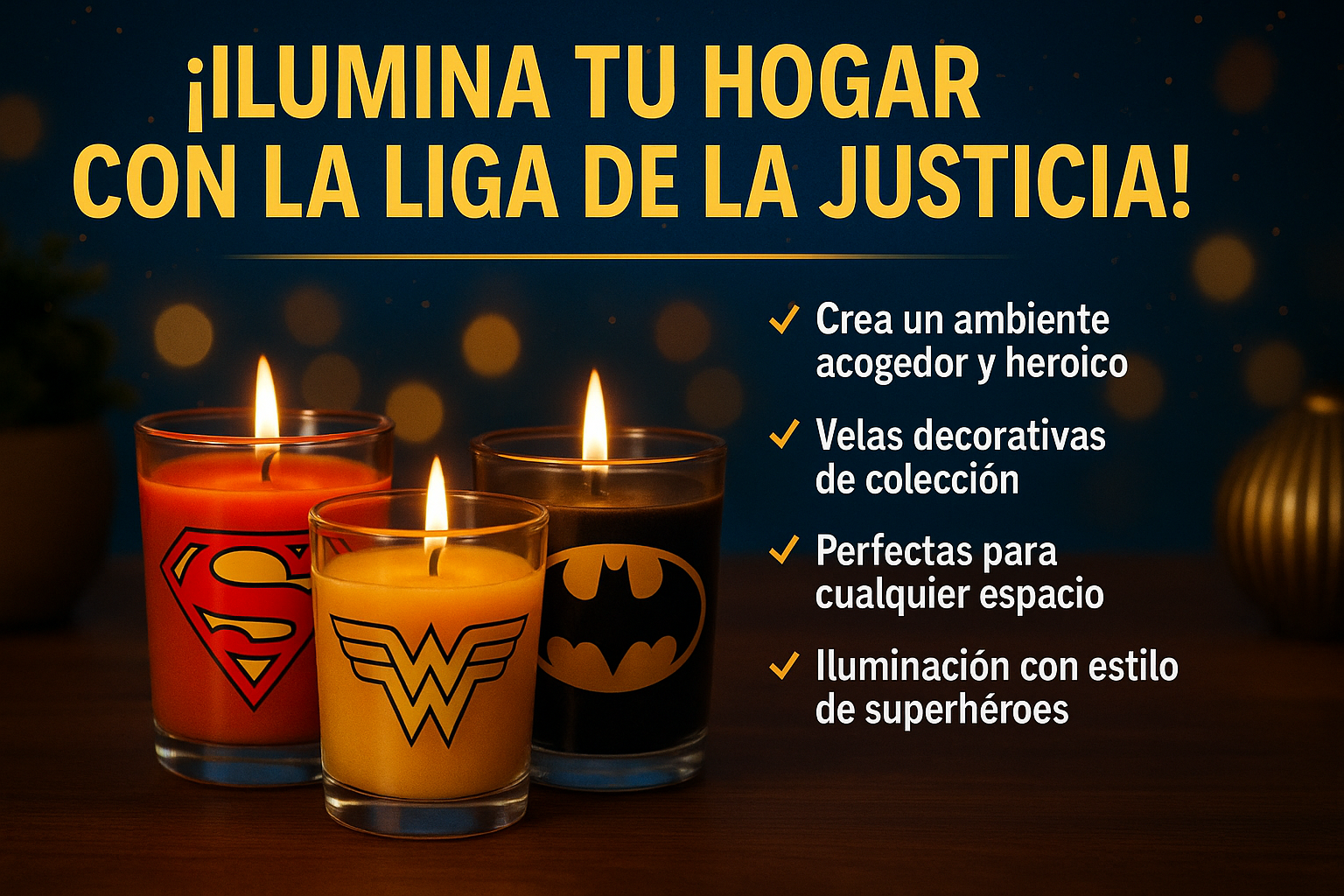 Banner Set de Velas Votivas Liga de la Justicia