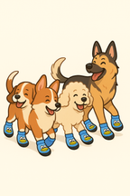 Imagen limpia de perros usando calcetines antiderrapantes